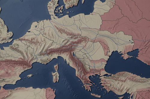 Carte éditoriale réaliste et sobre de l’Europe de l’Est, centrée sur l’Ukraine et la Crimée, avec des bandes directionnelles indiquant les principaux axes militaires de 2022.